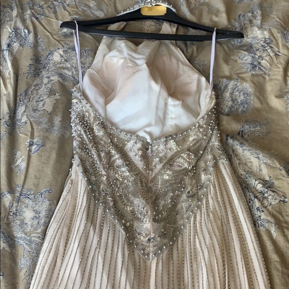 Vintage beaded halter cocktail dress - Picture 5 of 9